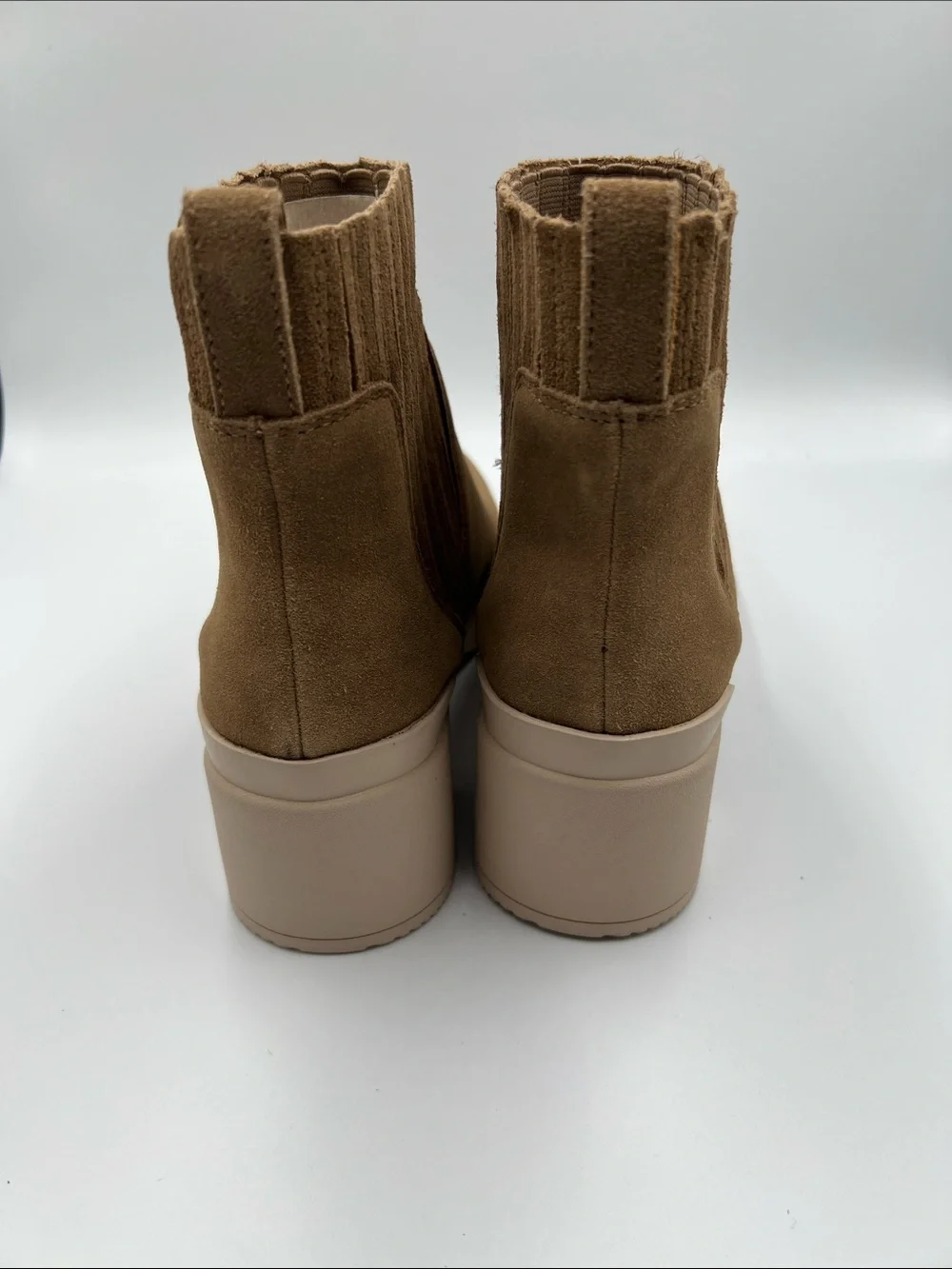 ABEO Capital Chelsea ankle boots suede leather light tan brown chunky new 8